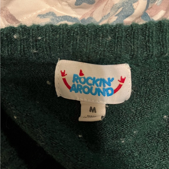 NEW Green Rockin Around Christmas Tree Sweater gold sequins size M runs large - Picture 4 of 12